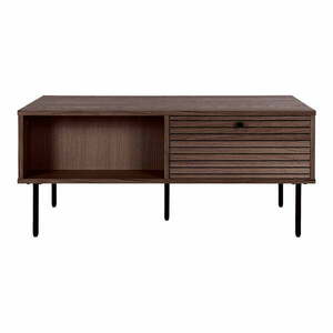 Sötétbarna dohányzóasztal tölgyfa dekorral 50x100 cm Kyoto – House Nordic kép