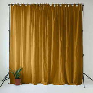 Okkersárga-barna len függöny 140x330 cm Bronze – Linen Tales kép