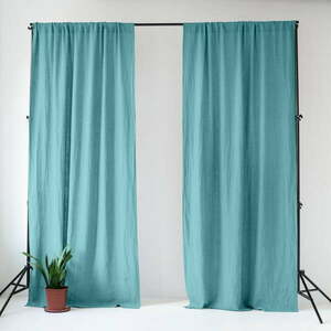 Türkiz len függöny 140x300 cm Coastal Blue – Linen Tales kép