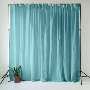 Türkiz len függöny 140x330 cm Coastal Blue – Linen Tales kép