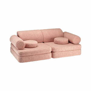 Rózsaszín buklé gyerek kanapé 132 cm Settee – Wigiwama kép