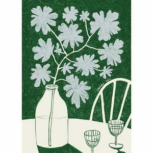 Poszter 30x40 cm Blue Flowers & Red Wine – The Poster Club kép