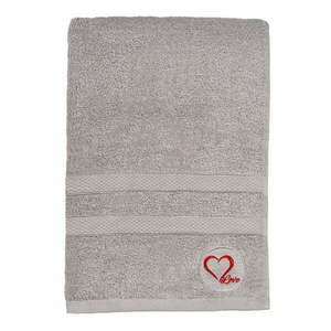 Szürke frottír pamut fürdőlepedő 70x140 cm Love – Foutastic kép