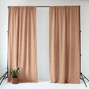 Rózsaszínes-barna len függöny 140x170 cm Cafe Creme – Linen Tales kép