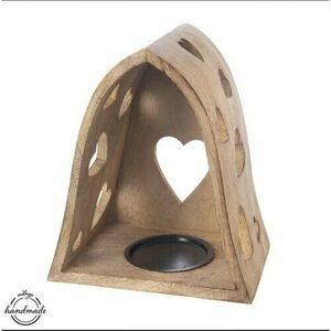 Orion Mangófából készült gyertyatartó Heart bell, 20 x 14 x 23, 2 cm kép