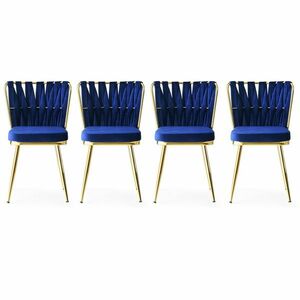 Kusakli Navy Blue and Gold étkezőszék szett, 4 db, kék, 4 db kép