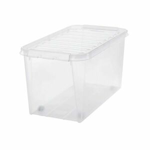 SmartStore Tárolódoboz fehér kapcsokkal ésgörgőkkel Cla ssic, 70 l, 70 l kép