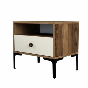 Éjjelis szekrény Lizbon Walnut Cream, krém kép
