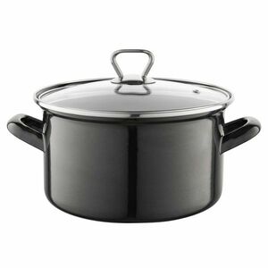 Emaille pot with lid, 3.3 l, black kép