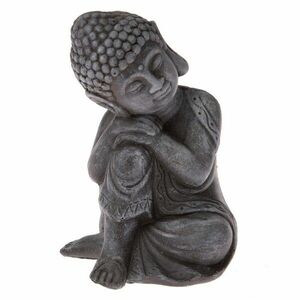 Beton Buddha szobor, sötét szürke, 16 x 11 x 12 cm kép
