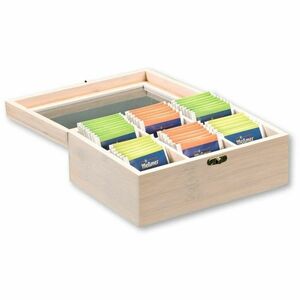 Kesper 57902 Bambusz tea tároló, 6 rekesz, fehér, 21, 5 x 16 x 9 cm kép