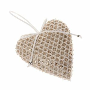 Függő textil szív, barna, 9 x 10 cm kép