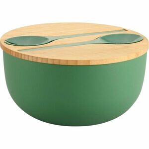 Kesper 58471 Salátás tál evőeszközökkel és bambuszfedéllel 24 cm, zöld, zöld kép