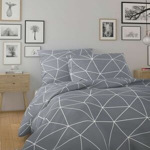 Kvalitex Nordic Grid pamut ágyneműhuzat szürke, 140 x 220 cm, 70 x 90 cm kép