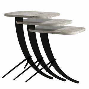Pion White Marble tárolóasztal, 3 db, fehér + fekete kép
