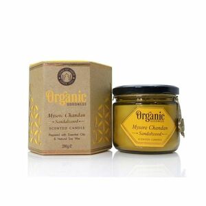 Mysore Chandan - Sandalwood 200 g organikusgyertya borostyánszínű üvegben kép