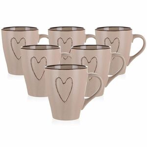 Banquet HEART kerámiabögre 310 ml, 6 db, bézs, bézs kép