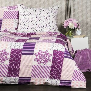 4Home Patchwork violet krepp ágyneműhuzat, 140 x 220 cm, 70 x 90 cm kép
