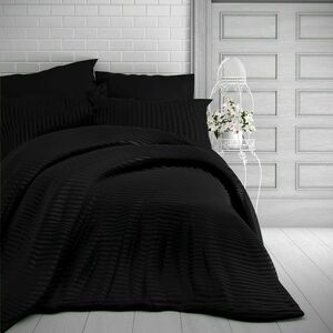 Kvalitex Stripe szatén ágynemű, fekete, fekete, 140 x 200 cm, 70 x 90 cm kép