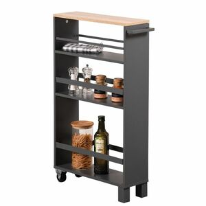 Kesper 24856 Szögletes polc görgőkön, fekete, 50 x15 x 79 cm kép