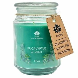 Arome Eucalyptus, & mint gyertya üvegben, 510 g, zöld kép