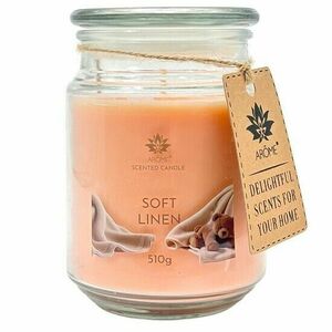 Arome Soft Linen gyertya üvegben, 510 g, lazacos kép