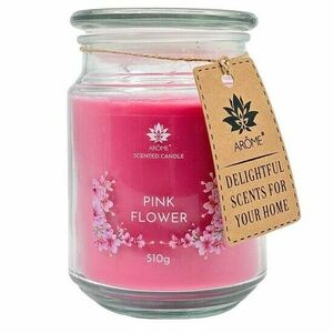 Arome Pink flower gyertya üvegben, 510 g, rózsaszín kép