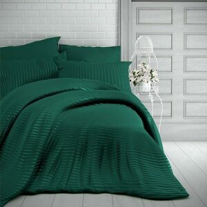 Kvalitex Stripe szatén ágynemű, sötétzöld, zöld, 240 x 220 cm, 2 db 70 x 90 cm kép