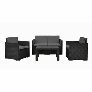 Rattan kerti szett, 4 db, antracit kép