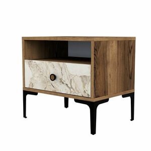 Lizbon Walnut White Éjjeliszekrény, bézs kép