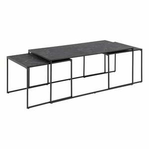 Matt fekete dohányzóasztal szett márvány dekoros asztallappal, 3 db-os 60x120 cm Infinity – Actona kép