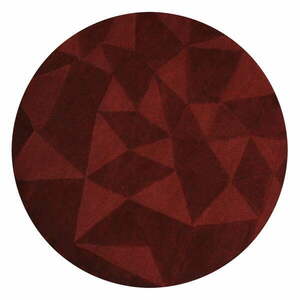 Borvörös kézi szövésű gyapjú kerek szőnyeg ø 160 cm Shard Red – Flair Rugs kép