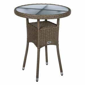 STILISTA Kerti polyrattan asztal 60 x 75 cm krémszínű kép