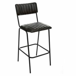 Steppelt bőr támlás bárszék, 73 cm, fekete - AUSTIN - Butopêa kép