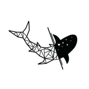 Fém fali dekoráció 64x45 cm, cápa, fekete - REQUIN - Butopêa kép
