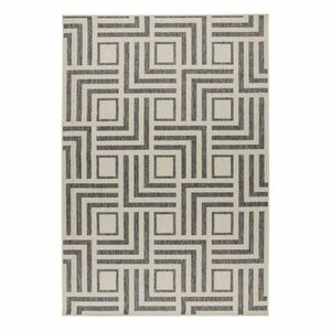 Szőnyeg, geometriai mintás, kül- és beltéri, törtfehér - fekete, 60x110 cm - LABYRINTHE - Butopêa kép
