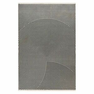 Szőnyeg, modern, íves vonalakkal díszített, sötétszürke, 80x150 cm - RONDOLE - Butopêa kép