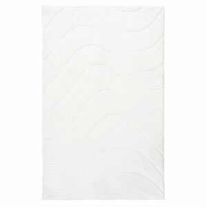 Fürdőszobaszőnyeg, hullámvonalakkal mintázott, fehér, poliészter, 67x110 cm - SERAPHINE - Butopêa kép
