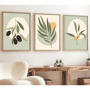 Falikép szett, 3 db, növények, zöld, 50x70 cm - TRIO - Butopêa kép