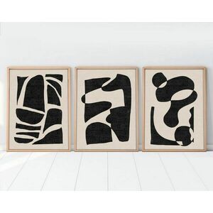 Falikép szett, 3 db, hegyek, absztrakt, fekete - bézs, 50x70 cm - TRIO - Butopêa kép