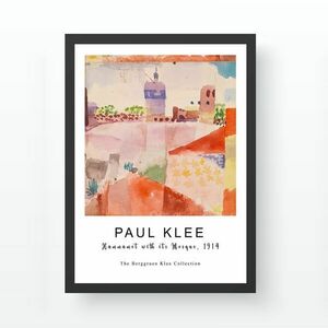 Falikép, festményt ábrázol, Paul Klee, narancssárga - rózsaszín, 35x45 cm - Butopêa kép
