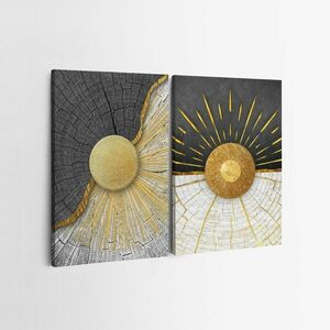 Falikép szett, 2 db, napot ábrázol, arany - fekete - fehér, 70x100 cm - Butopêa kép