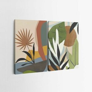 Falikép szett, 2 db, növények, zöld - barna - kék, 50x70 cm - Butopêa kép