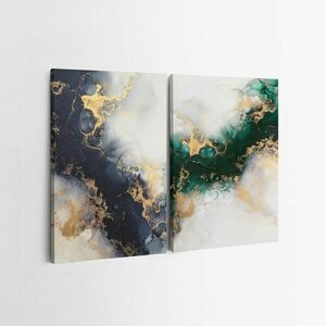 Falikép szett, 2 db, felhőszerű mintával, arany - kék - zöld, 70x100 cm - Butopêa kép
