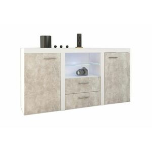 KLOK 2F 2S komód - fehér/beton / NEM kép