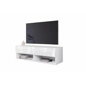 MENDES A TV asztal - fehér/fehér fényes / NEM / 100 kép