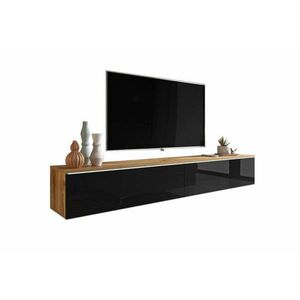 MENDES D TV asztal - tölgy wotan/fekete fényes / IGEN / 180 kép