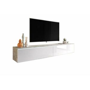 MENDES D TV asztal - beton/fehér fényes / IGEN / 180 kép