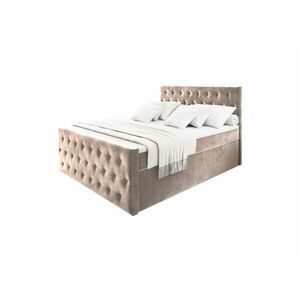 FENDI kárpitozott boxspring ágy - bézs / 180x200 / felső matrac nélkül kép