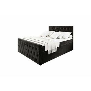 FENDI kárpitozott boxspring ágy - fekete / 180x200 / felső matrac nélkül kép